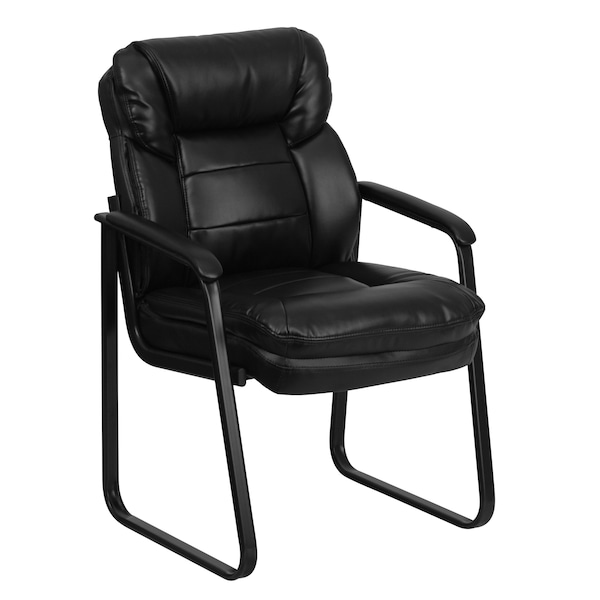 Flash Furniture Contemporary Executive Side Reception Chair, Black Back, 24 in W 26" L 36" H, Curved Padded - GO-1156-BK-LEA-GG