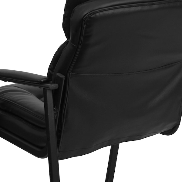 Flash Furniture Contemporary Executive Side Reception Chair, Black Back, 24 in W 26" L 36" H, Curved Padded - GO-1156-BK-LEA-GG