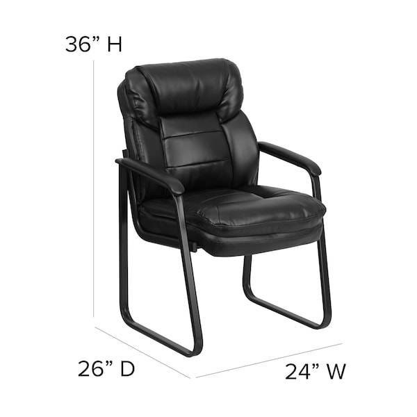 Flash Furniture Contemporary Executive Side Reception Chair, Black Back, 24 in W 26" L 36" H, Curved Padded - GO-1156-BK-LEA-GG