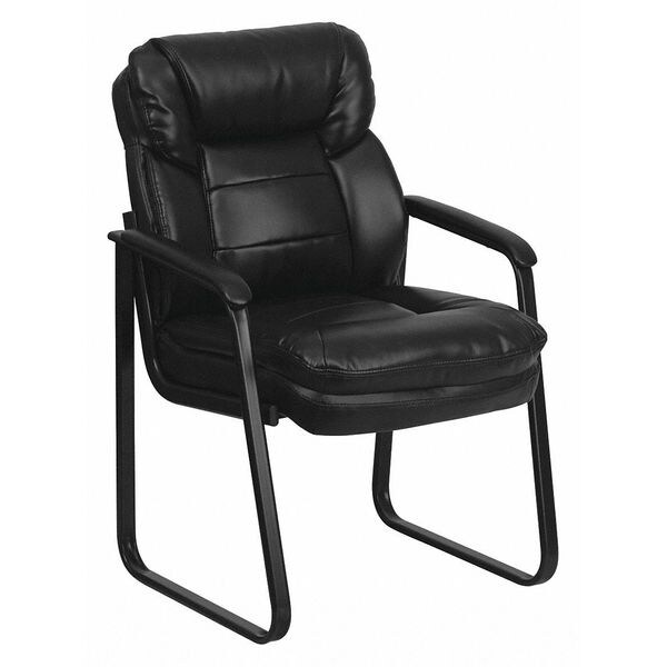 Flash Furniture Contemporary Executive Side Reception Chair, Black Back, 24 in W 26" L 36" H, Curved Padded - GO-1156-BK-LEA-GG