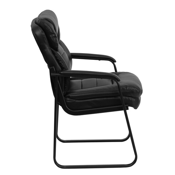 Flash Furniture Contemporary Executive Side Reception Chair, Black Back, 24 in W 26" L 36" H, Curved Padded - GO-1156-BK-LEA-GG