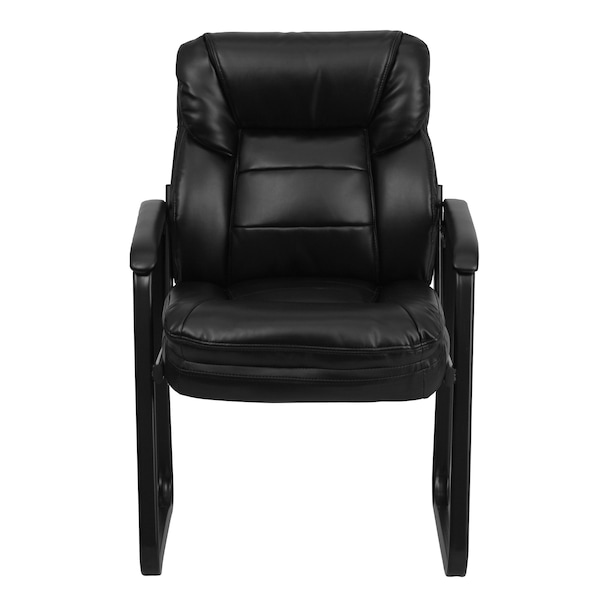 Flash Furniture Contemporary Executive Side Reception Chair, Black Back, 24 in W 26" L 36" H, Curved Padded - GO-1156-BK-LEA-GG