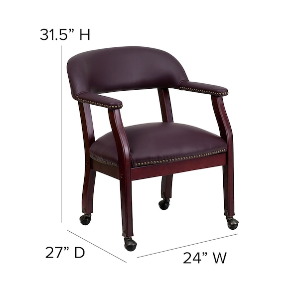 Flash Furniture Traditional Luxurious Conference Chair, 24 in W 27" L 31-1/2" H, Upholstered Straight, Leather Seat - B-Z100-LF19-LEA-GG