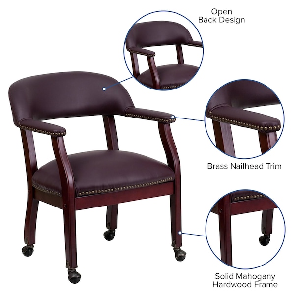 Flash Furniture Traditional Luxurious Conference Chair, 24 in W 27" L 31-1/2" H, Upholstered Straight, Leather Seat - B-Z100-LF19-LEA-GG
