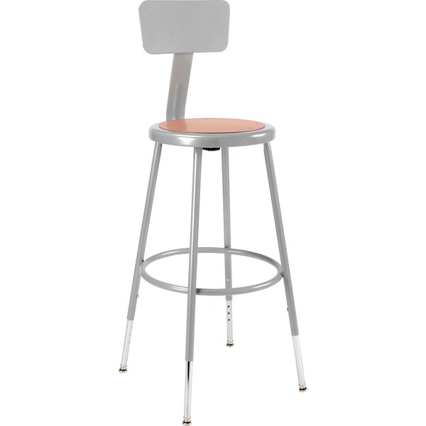 Interion By Global Industrial Interion Steel Shop Stool w/Backrest and Hardboard Seat  Adjustable Height 25-33, GRY, 2PK - 244871