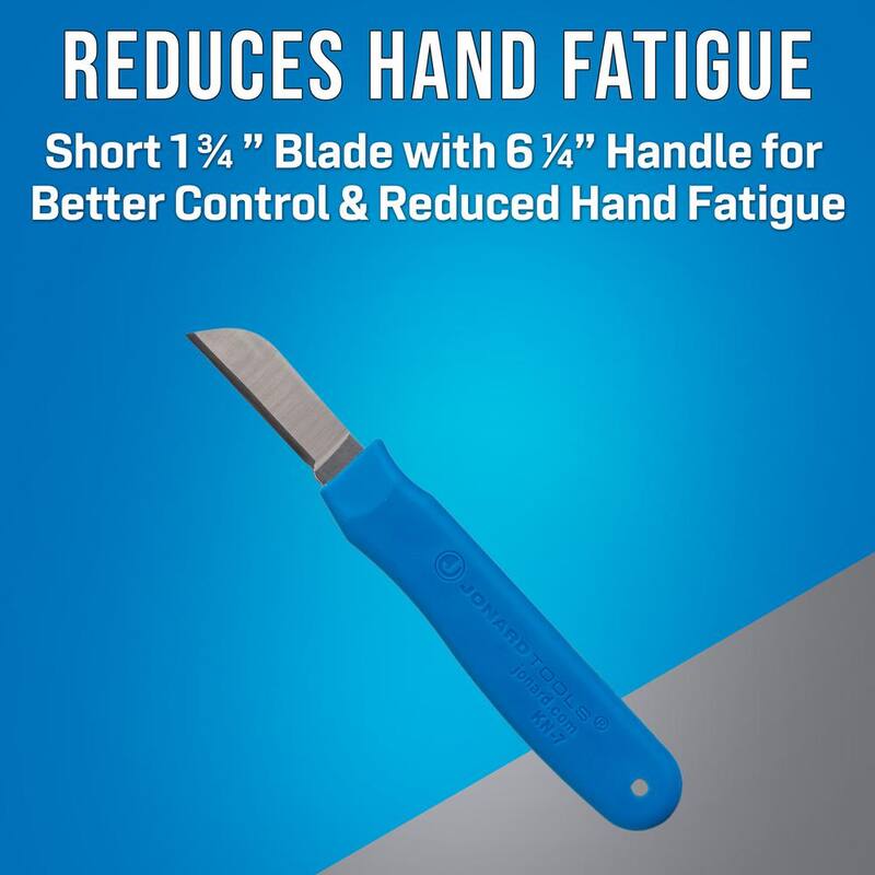 JONARD TOOLS Ergonomic Cable Splicing Knife with Thermoplastic Rubber Handle, Blue, 2-IN Blade - KN-7