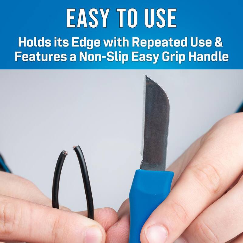 JONARD TOOLS Ergonomic Cable Splicing Knife with Thermoplastic Rubber Handle, Blue, 2-IN Blade - KN-7