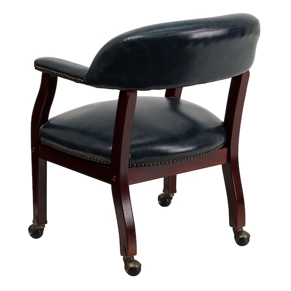 Flash Furniture Traditional Luxurious Conference Chair, 24 in W 27" L 31-1/2" H, Upholstered Straight, Vinyl Seat - B-Z100-NAVY-GG