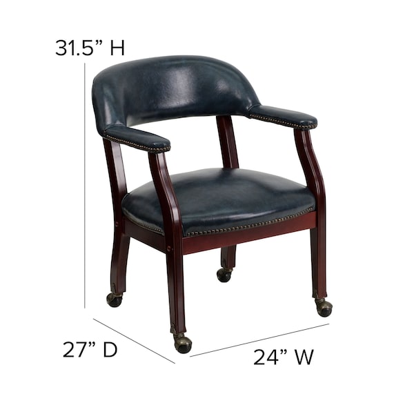 Flash Furniture Traditional Luxurious Conference Chair, 24 in W 27" L 31-1/2" H, Upholstered Straight, Vinyl Seat - B-Z100-NAVY-GG