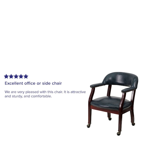 Flash Furniture Traditional Luxurious Conference Chair, 24 in W 27" L 31-1/2" H, Upholstered Straight, Vinyl Seat - B-Z100-NAVY-GG