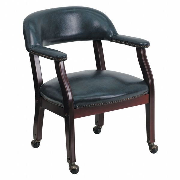 Flash Furniture Traditional Luxurious Conference Chair, 24 in W 27" L 31-1/2" H, Upholstered Straight, Vinyl Seat - B-Z100-NAVY-GG