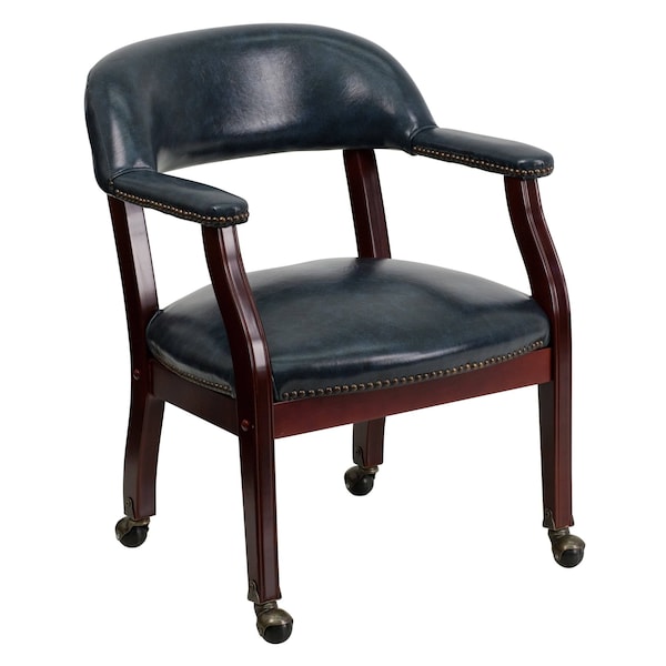 Flash Furniture Traditional Luxurious Conference Chair, 24 in W 27" L 31-1/2" H, Upholstered Straight, Vinyl Seat - B-Z100-NAVY-GG
