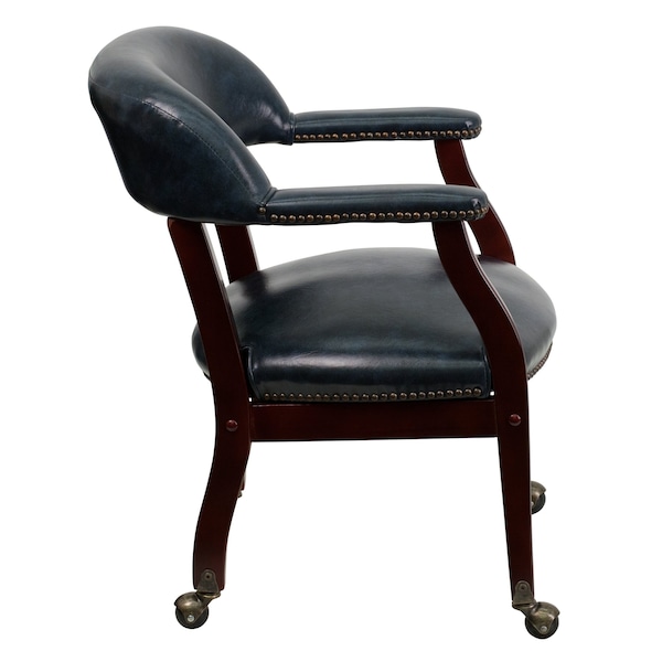 Flash Furniture Traditional Luxurious Conference Chair, 24 in W 27" L 31-1/2" H, Upholstered Straight, Vinyl Seat - B-Z100-NAVY-GG