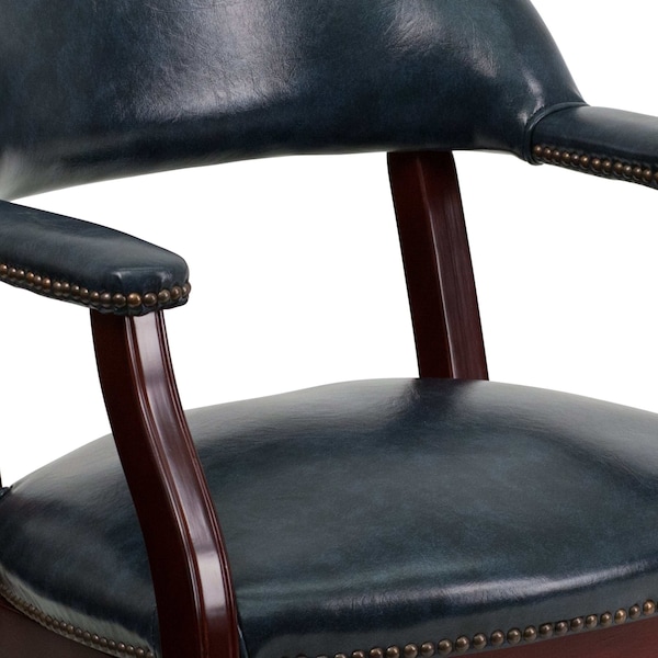 Flash Furniture Traditional Luxurious Conference Chair, 24 in W 27" L 31-1/2" H, Upholstered Straight, Vinyl Seat - B-Z100-NAVY-GG