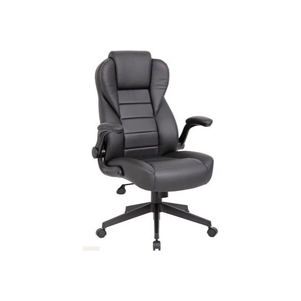 Boss Office Products Boss Executive High Back Leatherplus Flip Arm Chair - B8551-BK