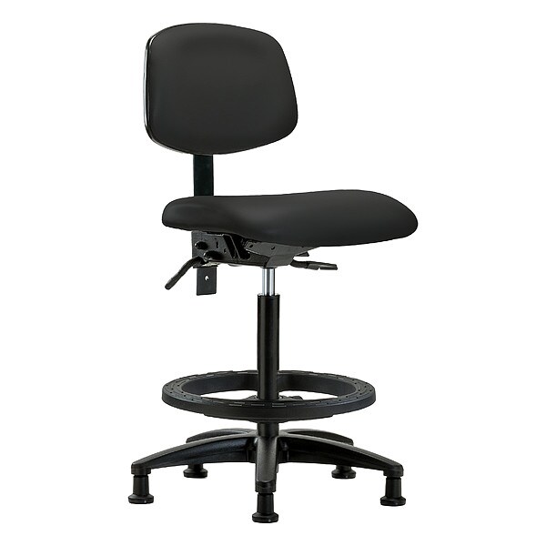 Zoro Select High Bench Chair Ergonomic Chair, No Arms, 25" to 34-1/2" Height, Vinyl, Black - BR-VHBCH-RG-T1-A0-BF-RG-8540
