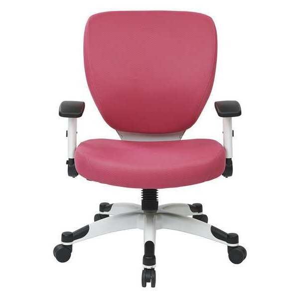 Office Star Managerial Chair Desk Chair, Adjustable Arms, 16-3/4" to 19-1/2" Height, Mesh, Pink - 5200W-261