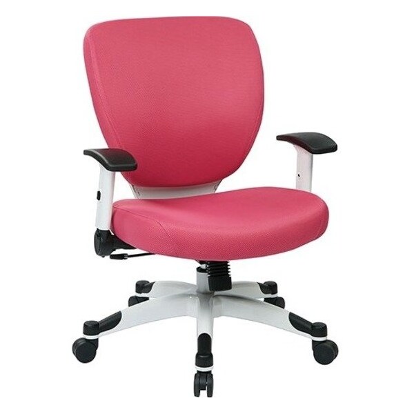 Office Star Managerial Chair Desk Chair, Adjustable Arms, 16-3/4" to 19-1/2" Height, Mesh, Pink - 5200W-261