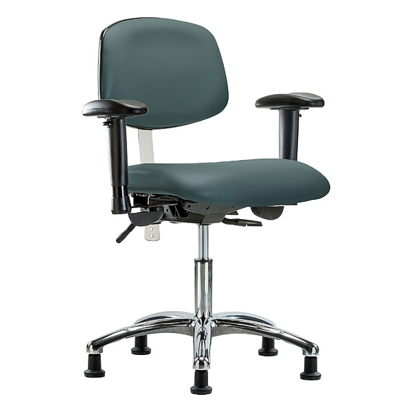 Zoro Select Clean Room Chair Ergonomic Chair, Adjustable Arms, 19" to 24" Height, Polyurethane, Vinyl - BR-NCR-VDHCH-CR-T0-A1-RG-8546
