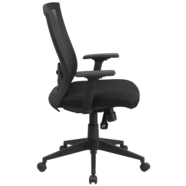 Flash Furniture Contemporary Chair Mid-Back Exec Chair, Black, Adjustable Arms, 17-1/2" to 20-1/2" Height, Mesh - HL-0004K-GG