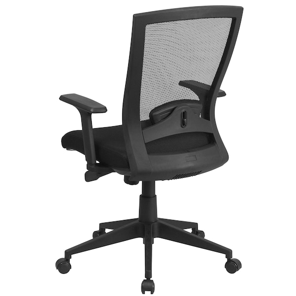 Flash Furniture Contemporary Chair Mid-Back Exec Chair, Black, Adjustable Arms, 17-1/2" to 20-1/2" Height, Mesh - HL-0004K-GG