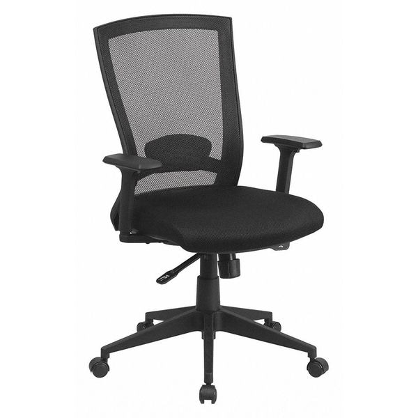 Flash Furniture Contemporary Chair Mid-Back Exec Chair, Black, Adjustable Arms, 17-1/2" to 20-1/2" Height, Mesh - HL-0004K-GG