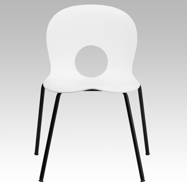 Flash Furniture Stack Chair, Plastic, 770 lb. Capacity, Wht - RUT-NC258-WHITE-GG
