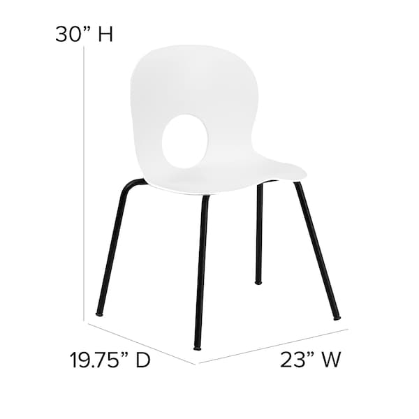 Flash Furniture Stack Chair, Plastic, 770 lb. Capacity, Wht - RUT-NC258-WHITE-GG