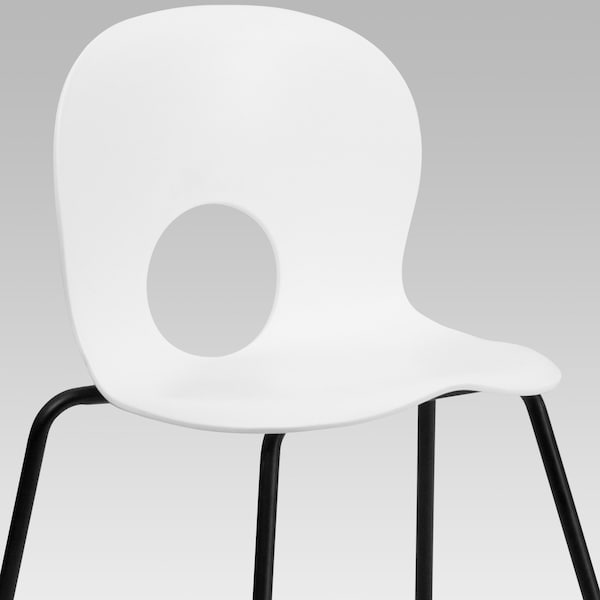 Flash Furniture Stack Chair, Plastic, 770 lb. Capacity, Wht - RUT-NC258-WHITE-GG