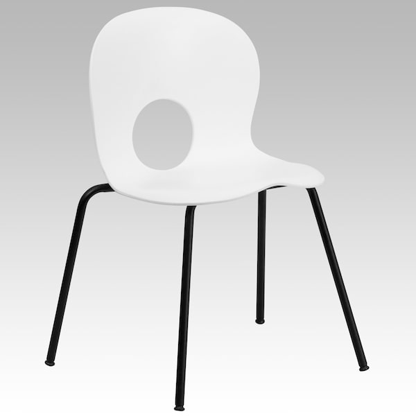 Flash Furniture Stack Chair, Plastic, 770 lb. Capacity, Wht - RUT-NC258-WHITE-GG
