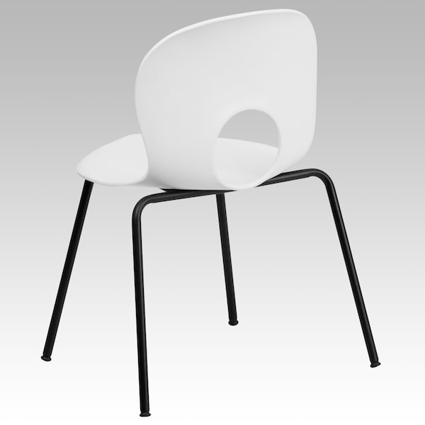 Flash Furniture Stack Chair, Plastic, 770 lb. Capacity, Wht - RUT-NC258-WHITE-GG