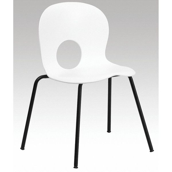 Flash Furniture Stack Chair, Plastic, 770 lb. Capacity, Wht - RUT-NC258-WHITE-GG
