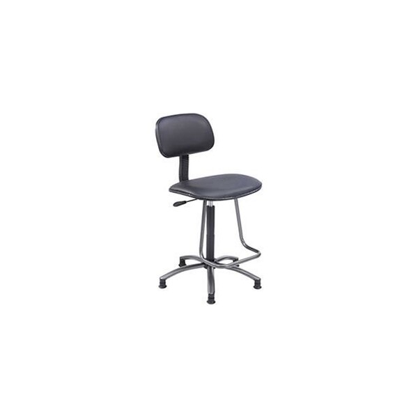 Global Industrial Production Stool, Vinyl Upholstered, Black - 240140BK