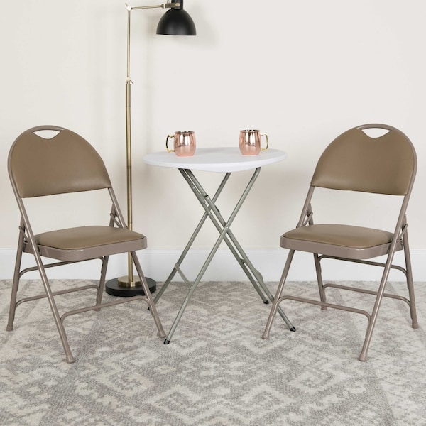 Flash Furniture Beige Vinyl Folding Chair - 2-HA-MC705AV-3-BGE-GG