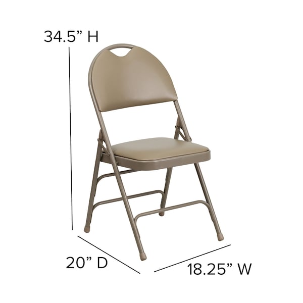 Flash Furniture Beige Vinyl Folding Chair - 2-HA-MC705AV-3-BGE-GG