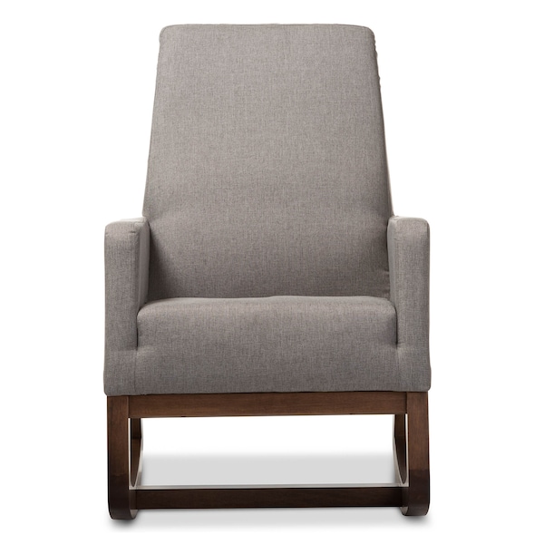 Baxton Studio Yashiya Mid-century Grey Upholstered Rocking Chair - 123-6817