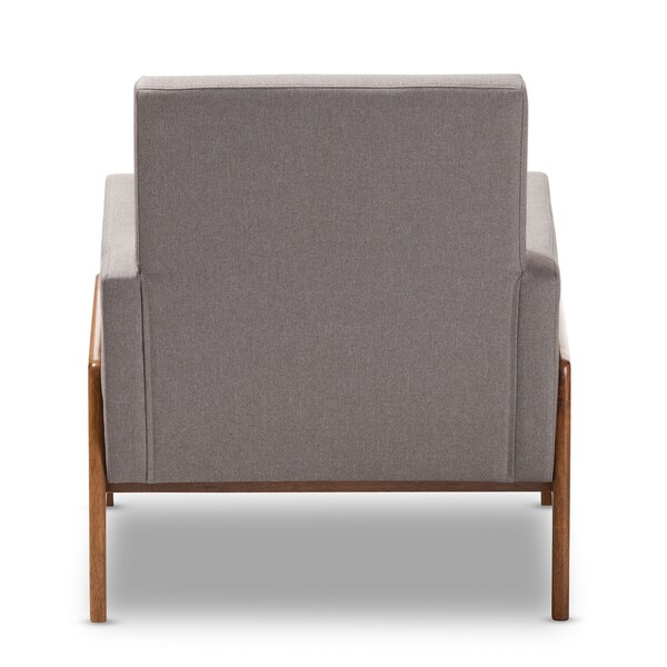 Baxton Studio Perris Grey Upholstered Walnut Wood Lounge Chair - 150-8741