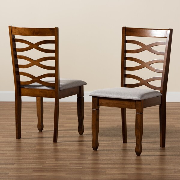 Baxton Studio Lanier Modern and Contemporary Grey Fabric and Walnut Brown Finished Wood 2-Piece Dining Chair Set - 181-10549-ZORO