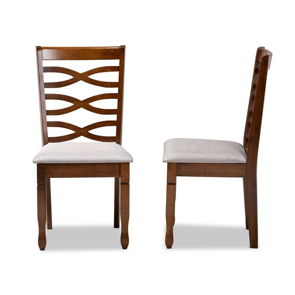 Baxton Studio Lanier Modern and Contemporary Grey Fabric and Walnut Brown Finished Wood 2-Piece Dining Chair Set - 181-10549-ZORO