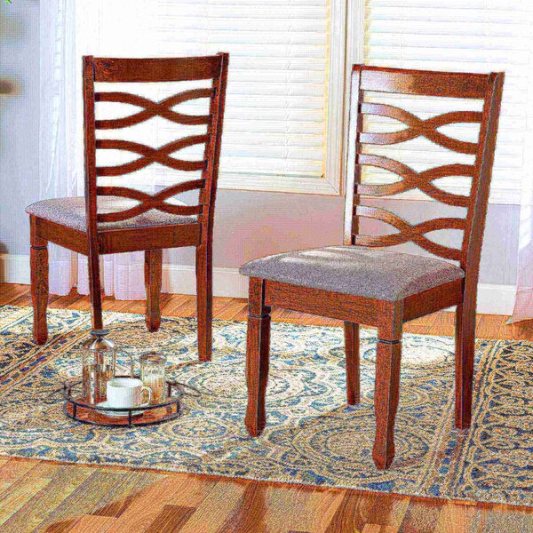 Baxton Studio Lanier Modern and Contemporary Grey Fabric and Walnut Brown Finished Wood 2-Piece Dining Chair Set - 181-10549-ZORO