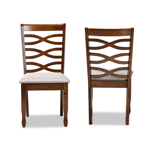 Baxton Studio Lanier Modern and Contemporary Grey Fabric and Walnut Brown Finished Wood 2-Piece Dining Chair Set - 181-10549-ZORO