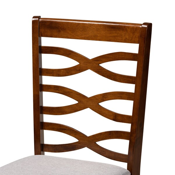 Baxton Studio Lanier Modern and Contemporary Grey Fabric and Walnut Brown Finished Wood 2-Piece Dining Chair Set - 181-10549-ZORO