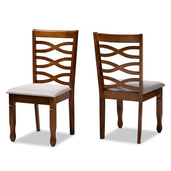 Baxton Studio Lanier Modern and Contemporary Grey Fabric and Walnut Brown Finished Wood 2-Piece Dining Chair Set - 181-10549-ZORO