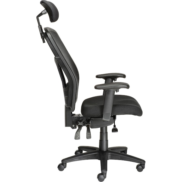Global Industrial Multifunction Office Chair With Adjustable Headrest, Mesh Back, Fabric Upholstered Seat - 248623H