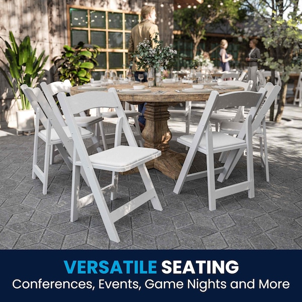 Flash Furniture HERCULES Series White Wood Folding Chair with Vinyl Padded Seat - 2-XF-2901-WH-WOOD-GG