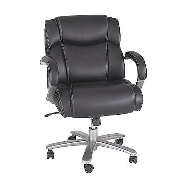 Safco Big and Tall Chair Chair, Big And Tall, 350 lb., Loop Arms, 19" to 23" Height, Bonded Leather, Black - 3504BL