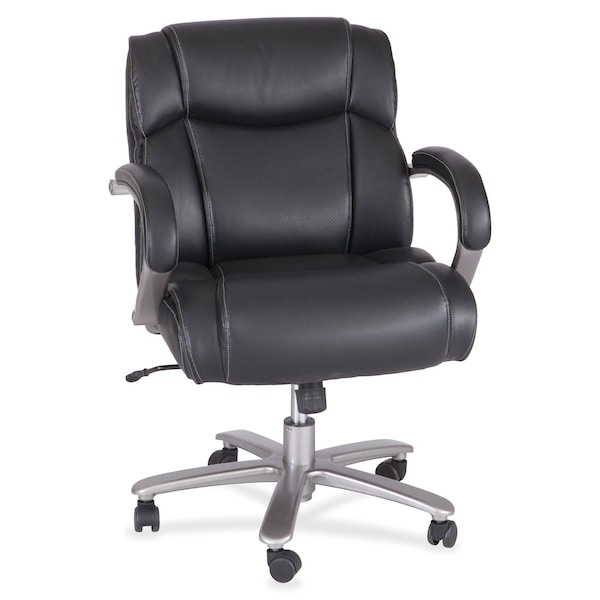 Safco Big and Tall Chair Chair, Big And Tall, 350 lb., Loop Arms, 19" to 23" Height, Bonded Leather, Black - 3504BL