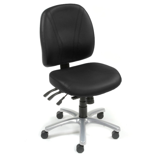 Global Industrial Multifunctional Office Chair, Synthetic Leather, Mid Back, Black - 250605BK-AM