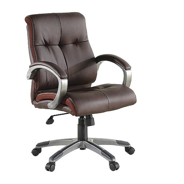 Lorell Managerial Chair Lorell Mid-Back Desk Chair, Adjustable Arms, 20.08" to 23.62" Height, Leather - LLR62623