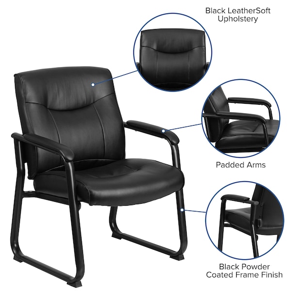 Flash Furniture Hercules Executive Side Reception Chair, Black Back, 29-1/2 in W 29" L 39-1/4" H, Padded - GO-2136-GG